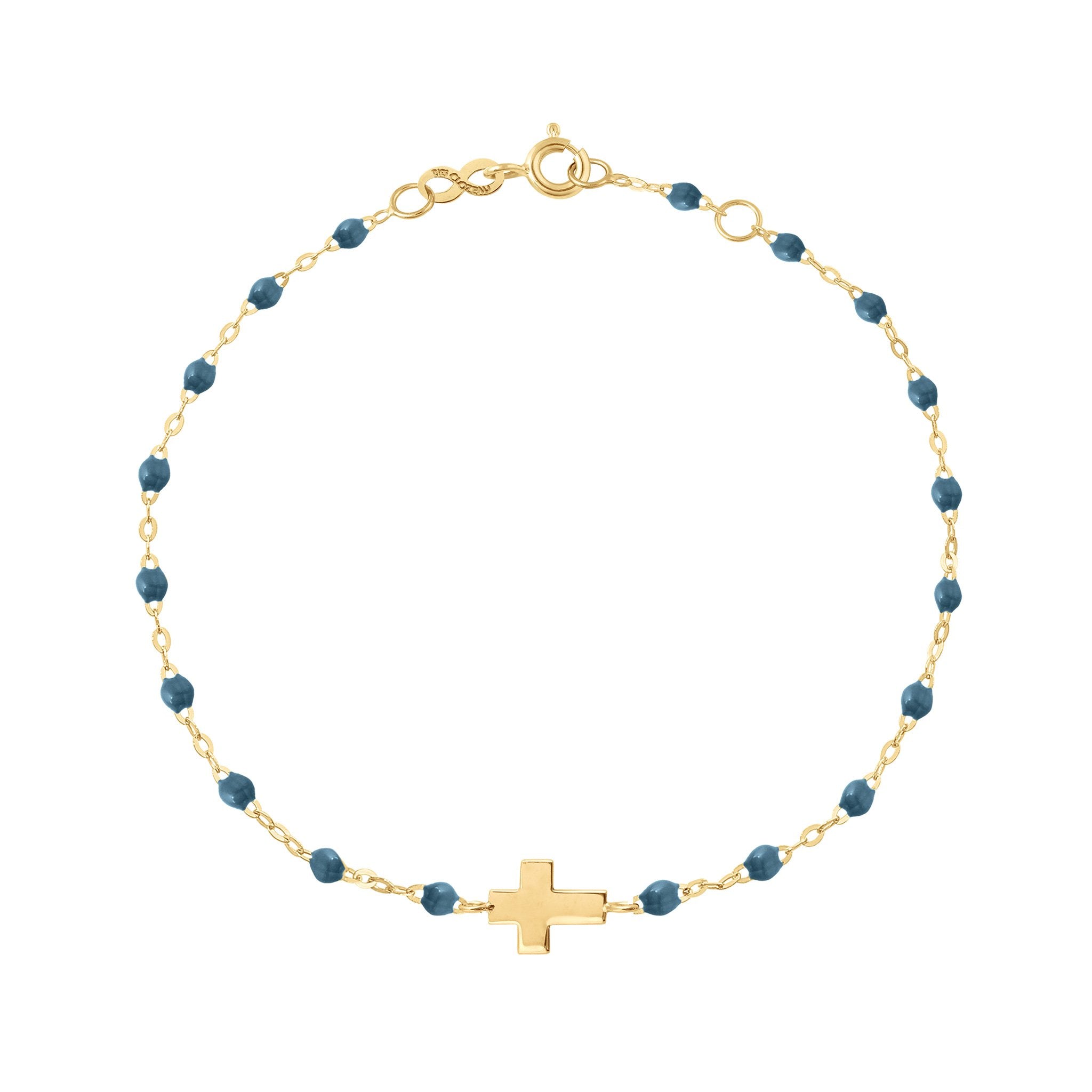 Cross Charm Classic Gigi Jeans bracelet, Yellow Gold, 6.7