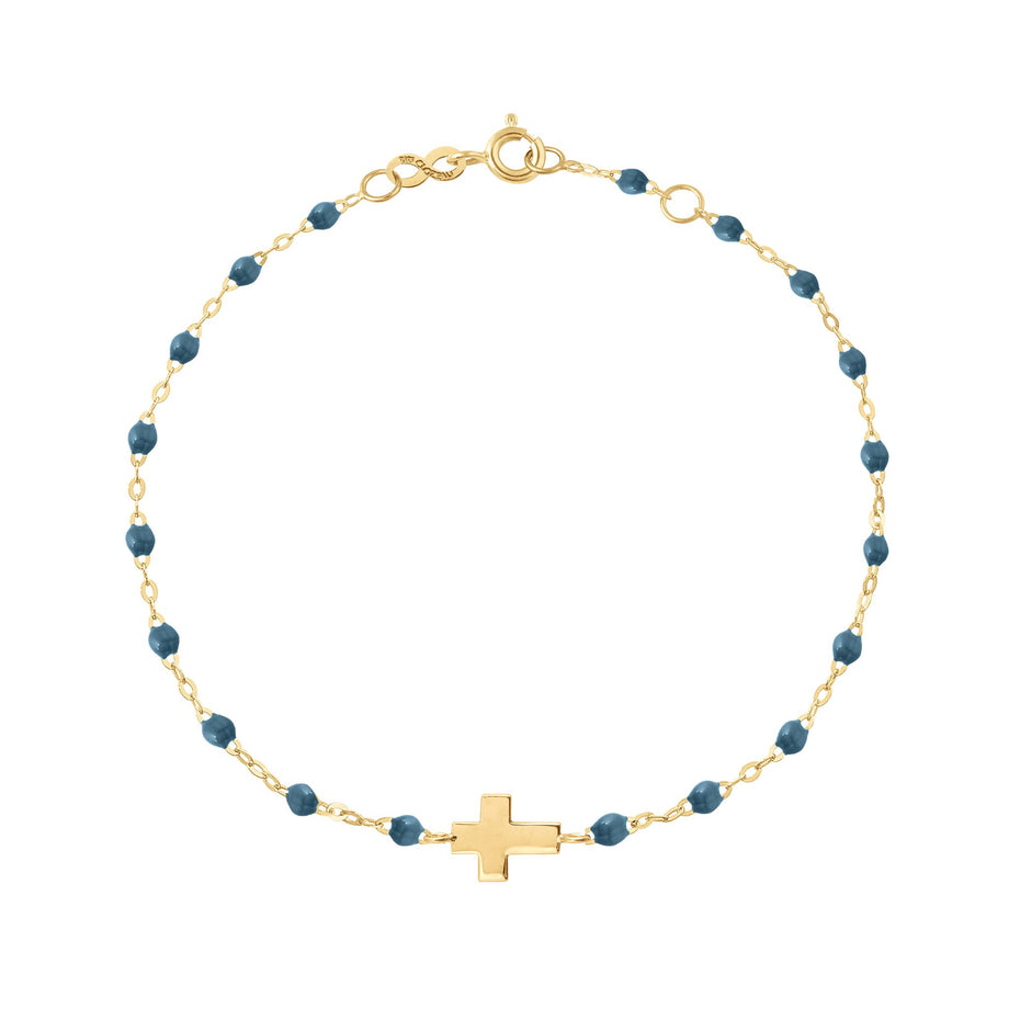 Gigi Clozeau - Cross Charm Classic Gigi Jeans bracelet, Yellow Gold, 6.7