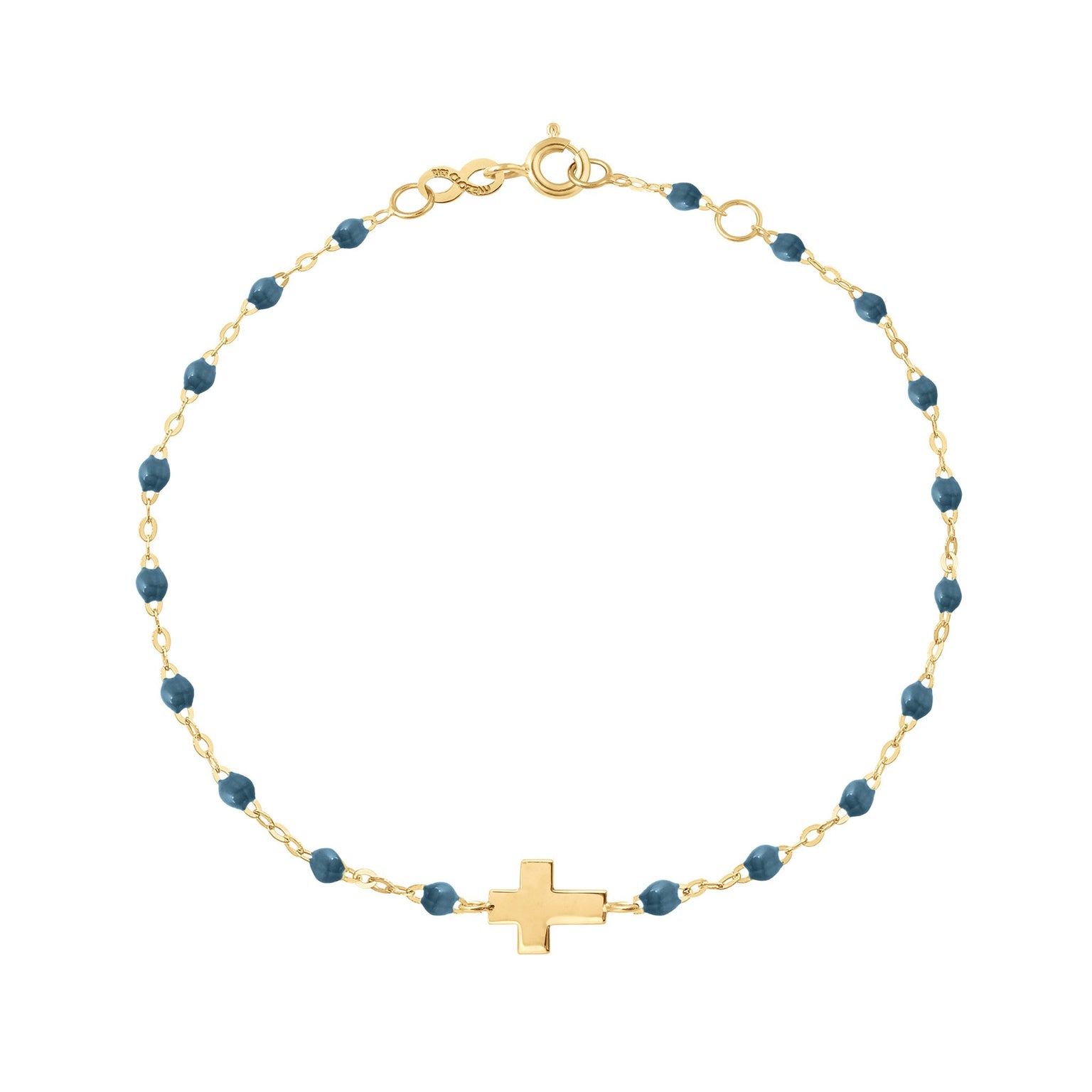 Gigi Clozeau - Cross Charm Classic Gigi Jeans bracelet, Yellow Gold, 6.7"