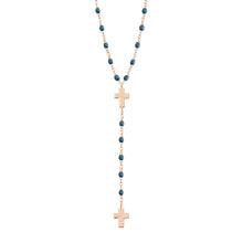 Gigi Clozeau - Cross Charm Classic Gigi Jeans rosary, Rose Gold, 16.5"