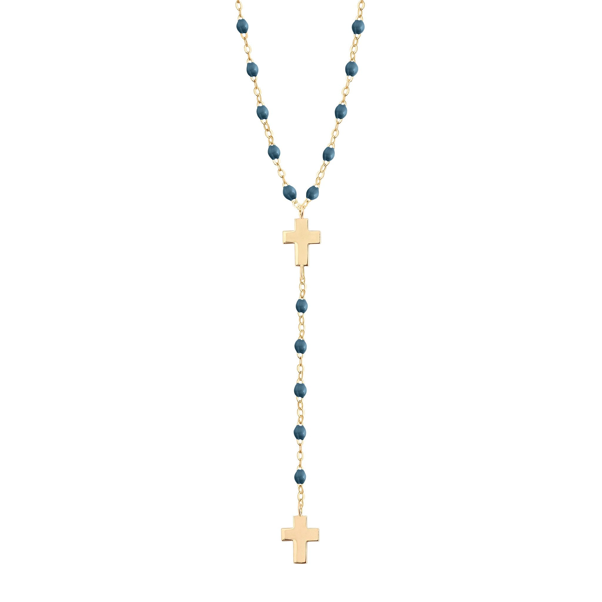 Gigi Clozeau - Cross Charm Classic Gigi Jeans rosary, Yellow Gold, 16.5"