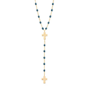 Gigi Clozeau - Cross Charm Classic Gigi Jeans rosary, Yellow Gold, 16.5"