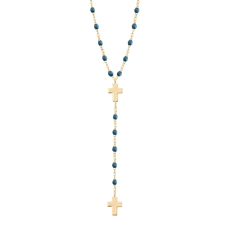 Gigi Clozeau - Cross Charm Classic Gigi Jeans rosary, Yellow Gold, 16.5