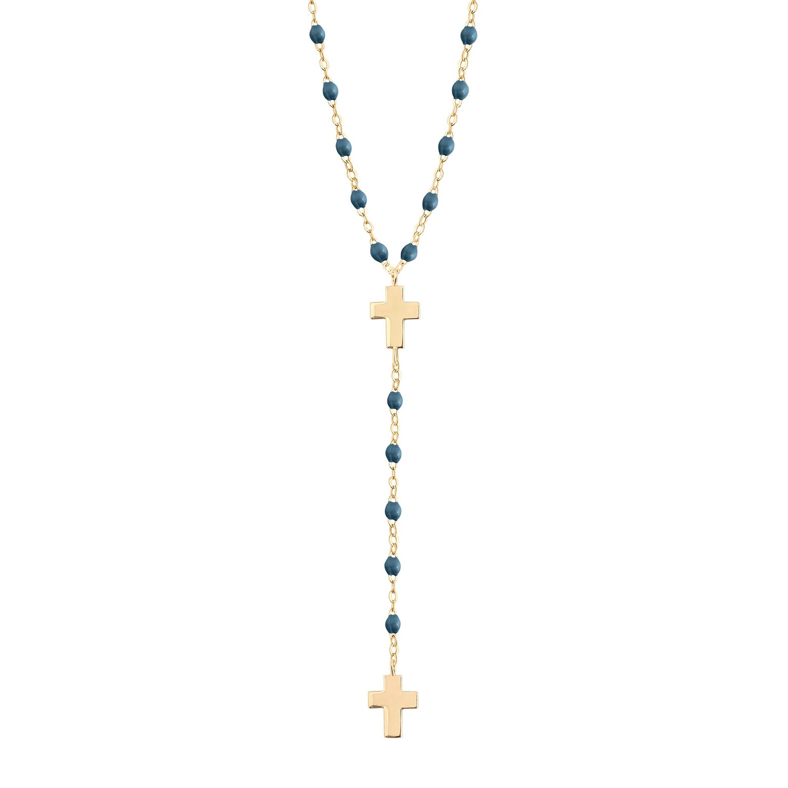 Cross Charm Classic Gigi Jeans rosary, Yellow Gold, 16.5