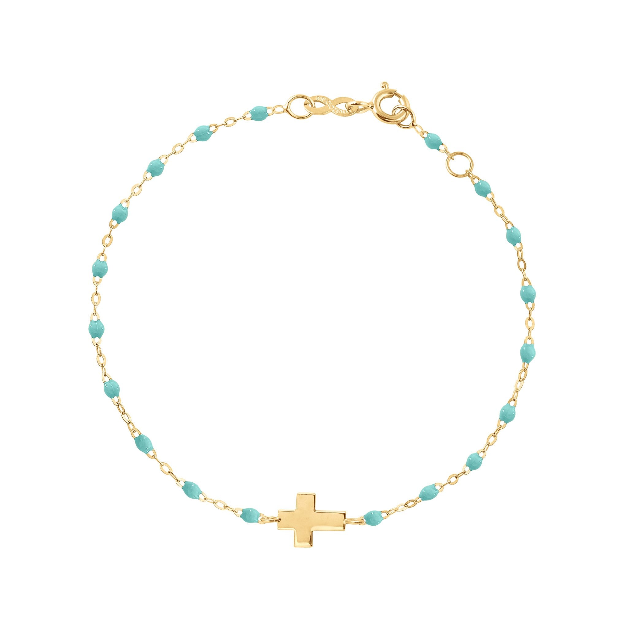 Gigi Clozeau - Cross Charm Classic Gigi Lagoon bracelet, Yellow Gold, 6.7"