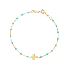 Gigi Clozeau - Cross Charm Classic Gigi Lagoon bracelet, Yellow Gold, 6.7"