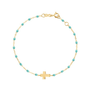 Gigi Clozeau - Cross Charm Classic Gigi Lagoon bracelet, Yellow Gold, 6.7"