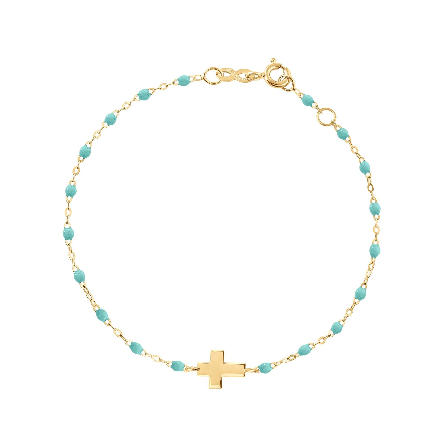 Gigi Clozeau - Cross Charm Classic Gigi Lagoon bracelet, Yellow Gold, 6.7"