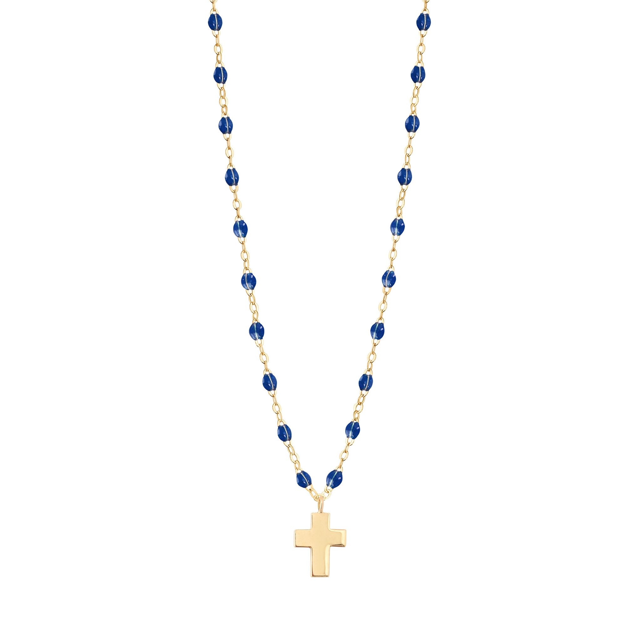 Gigi Clozeau - Cross Charm Classic Gigi Lapis necklace, Yellow Gold, 16.5"