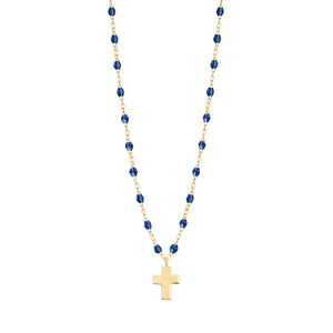 Gigi Clozeau - Cross Charm Classic Gigi Lapis necklace, Yellow Gold, 16.5"