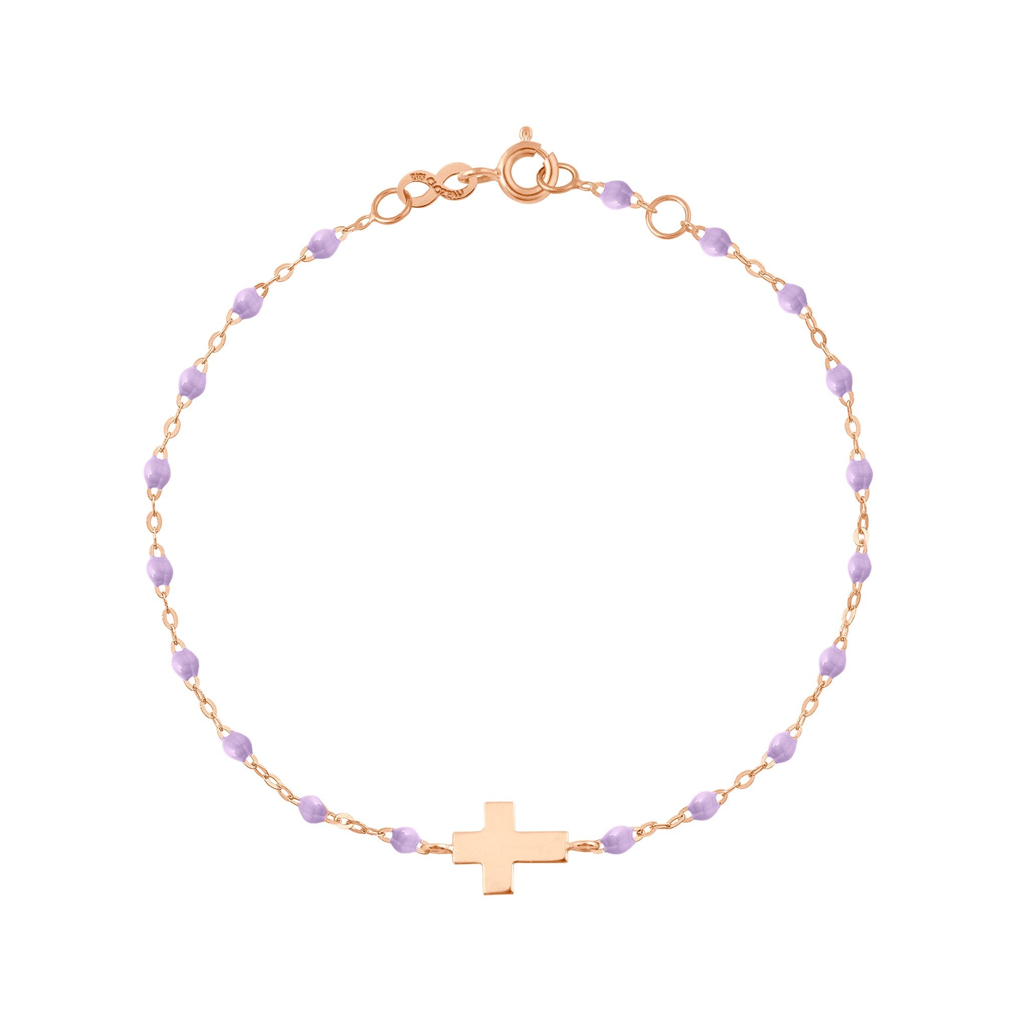 Gigi Clozeau - Cross Charm Classic Gigi Lilac bracelet, Rose Gold, 6.7"