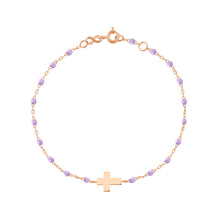 Gigi Clozeau - Cross Charm Classic Gigi Lilac bracelet, Rose Gold, 6.7"