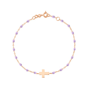 Gigi Clozeau - Cross Charm Classic Gigi Lilac bracelet, Rose Gold, 6.7"