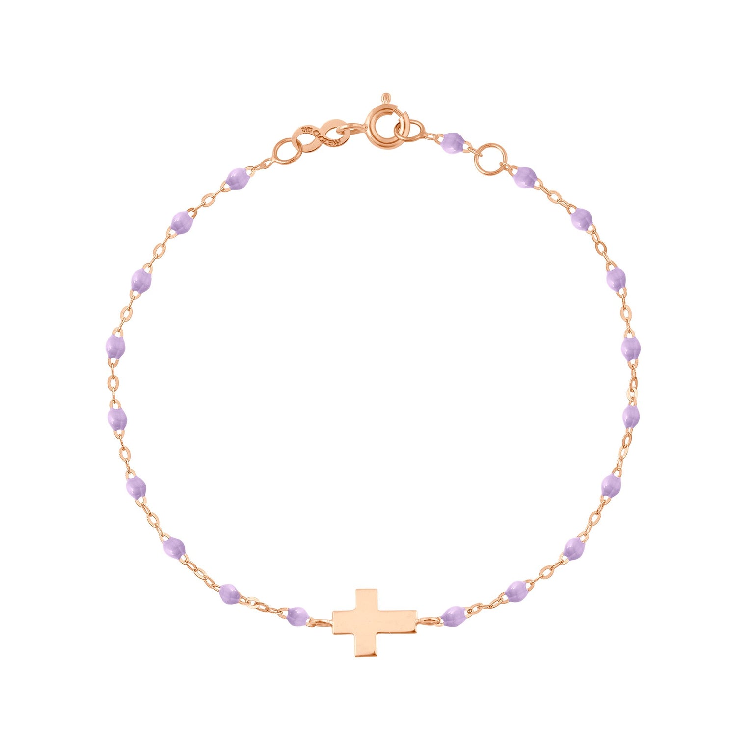 Gigi Clozeau - Cross Charm Classic Gigi Lilac bracelet, Rose Gold, 6.7"