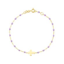 Gigi Clozeau - Cross Charm Classic Gigi Lilac bracelet, Yellow Gold, 6.7"
