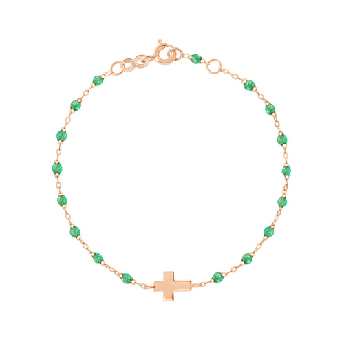 Gigi Clozeau - Cross Charm Classic Gigi Mint Bracelet, Rose Gold, 6.7