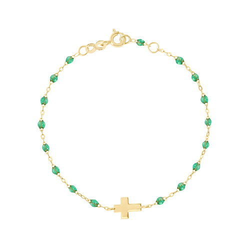 Gigi Clozeau - Cross Charm Classic Gigi Mint Bracelet, Yellow Gold, 6.7