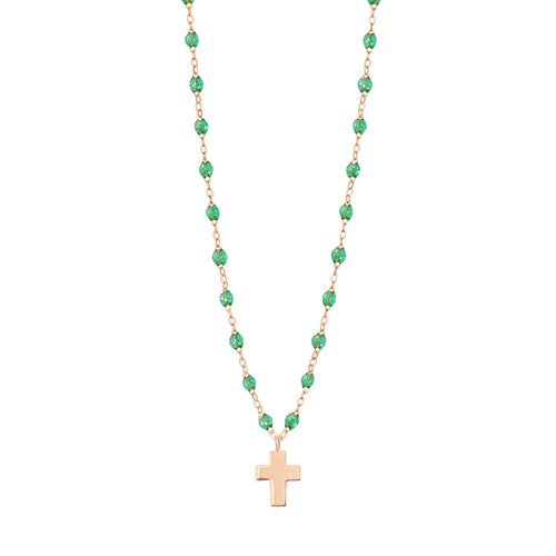 Gigi Clozeau - Cross Charm Classic Gigi Mint Necklace, Rose Gold, 16.5