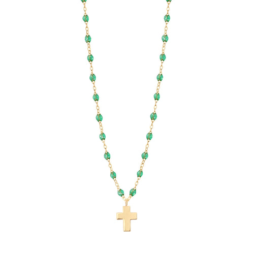 Gigi Clozeau - Cross Charm Classic Gigi Mint Necklace, Yellow Gold, 16.5
