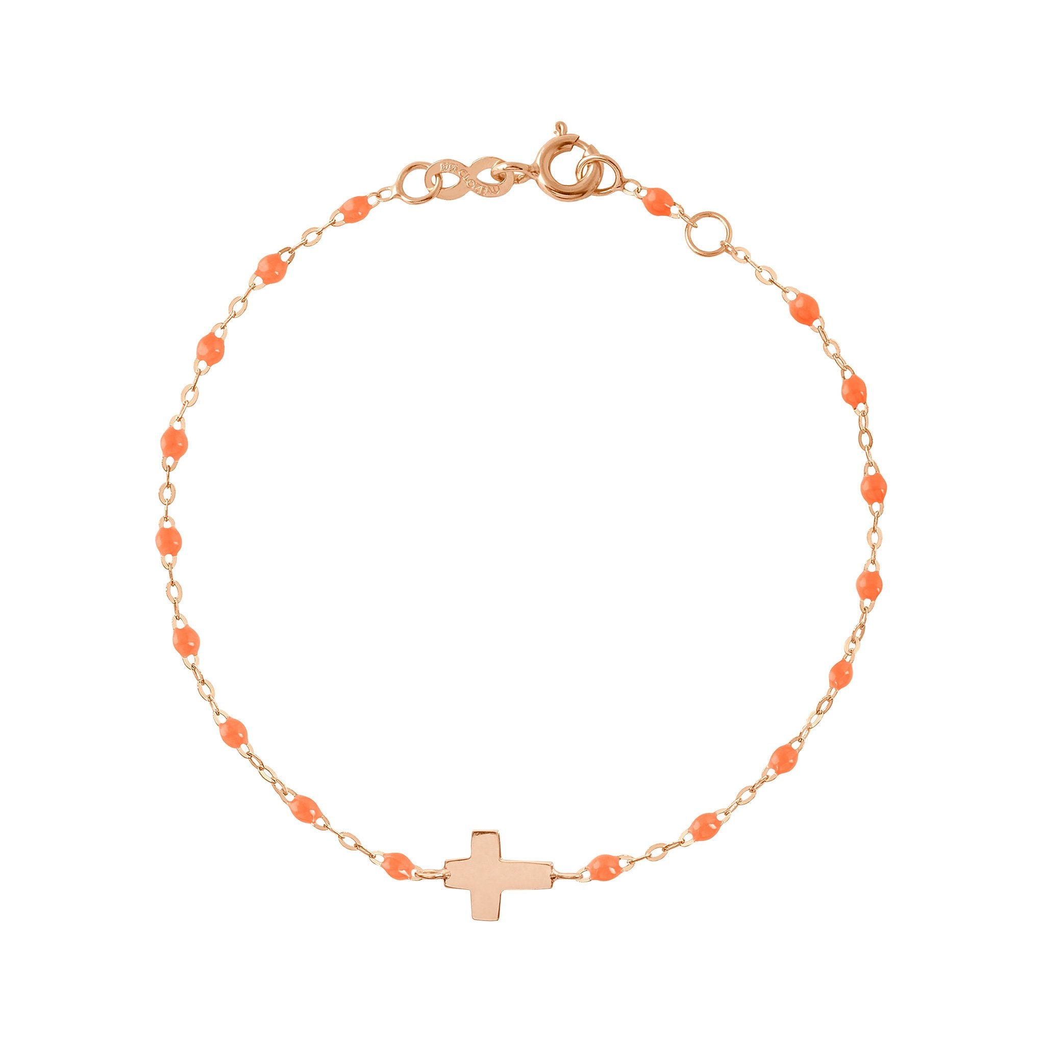 Gigi Clozeau - Cross Charm Classic Gigi Orange bracelet, Rose Gold, 6.7"