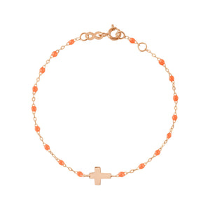 Gigi Clozeau - Cross Charm Classic Gigi Orange bracelet, Rose Gold, 6.7"