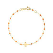 Gigi Clozeau - Cross Charm Classic Gigi Orange bracelet, Yellow Gold, 6.7"