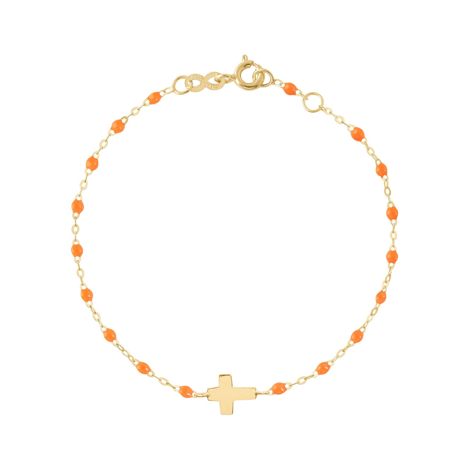 Gigi Clozeau - Cross Charm Classic Gigi Orange bracelet, Yellow Gold, 6.7"
