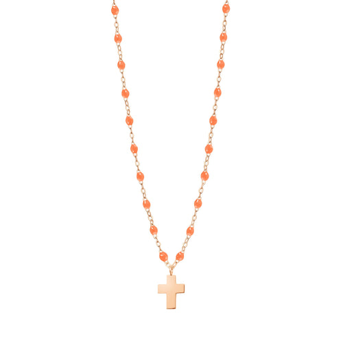 Gigi Clozeau - Cross Charm Classic Gigi Orange necklace, Rose Gold, 16.5
