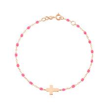Gigi Clozeau - Cross Charm Classic Gigi Pink bracelet, Rose Gold, 6.7"