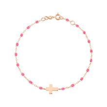Gigi Clozeau - Cross Charm Classic Gigi Pink bracelet, Rose Gold, 6.7"