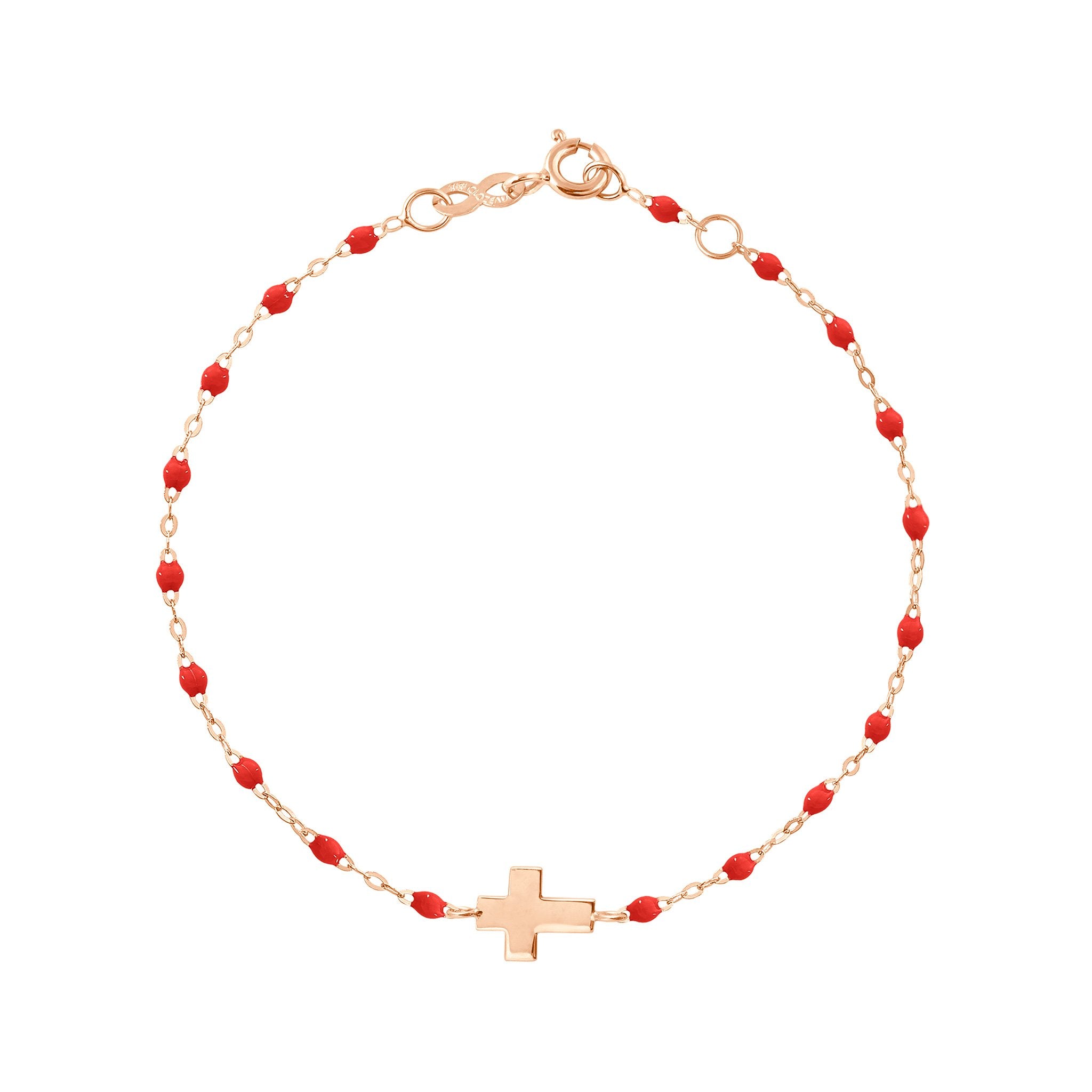 Gigi Clozeau - Cross Charm Classic Gigi Poppy bracelet, Rose Gold, 6.7"