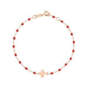 Gigi Clozeau - Cross Charm Classic Gigi Poppy bracelet, Rose Gold, 6.7"