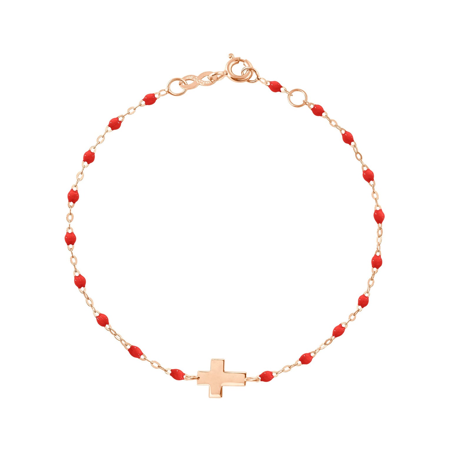 Gigi Clozeau - Cross Charm Classic Gigi Poppy bracelet, Rose Gold, 6.7"