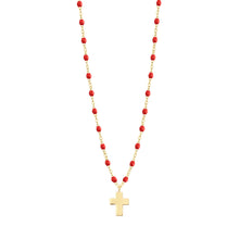 Gigi Clozeau - Cross Charm Classic Gigi Poppy necklace, Yellow Gold, 16.5"