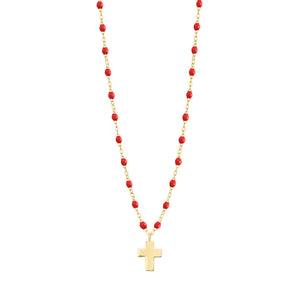 Gigi Clozeau - Cross Charm Classic Gigi Poppy necklace, Yellow Gold, 16.5"