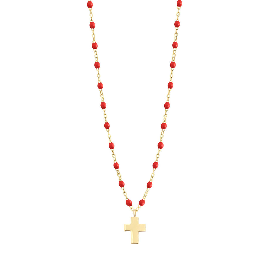 Gigi Clozeau - Cross Charm Classic Gigi Poppy necklace, Yellow Gold, 16.5