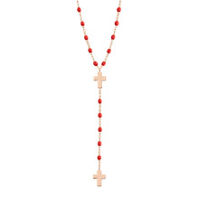 Gigi Clozeau - Cross Charm Classic Gigi Poppy rosary, Rose Gold, 16.5"