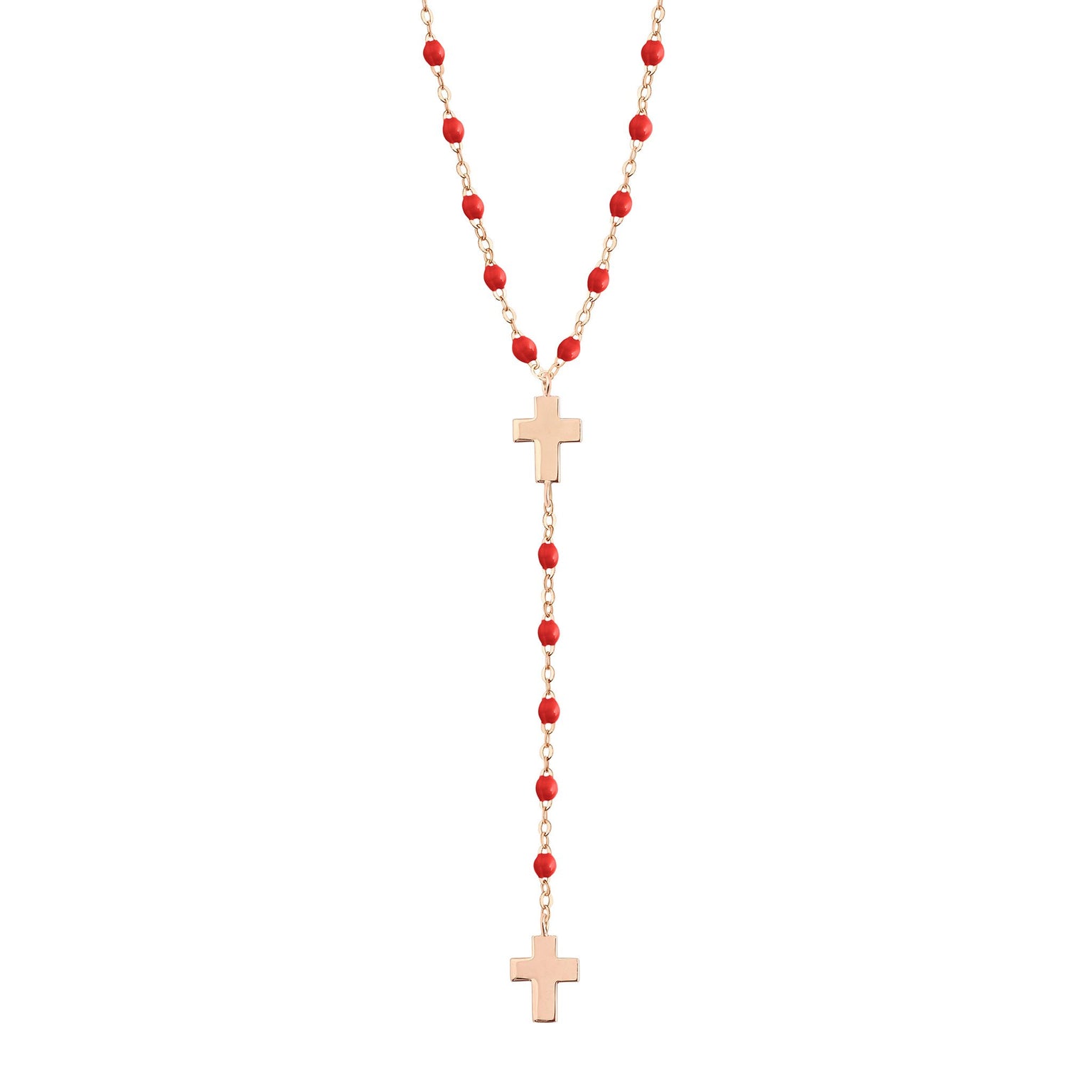 Gigi Clozeau - Cross Charm Classic Gigi Poppy rosary, Rose Gold, 16.5"