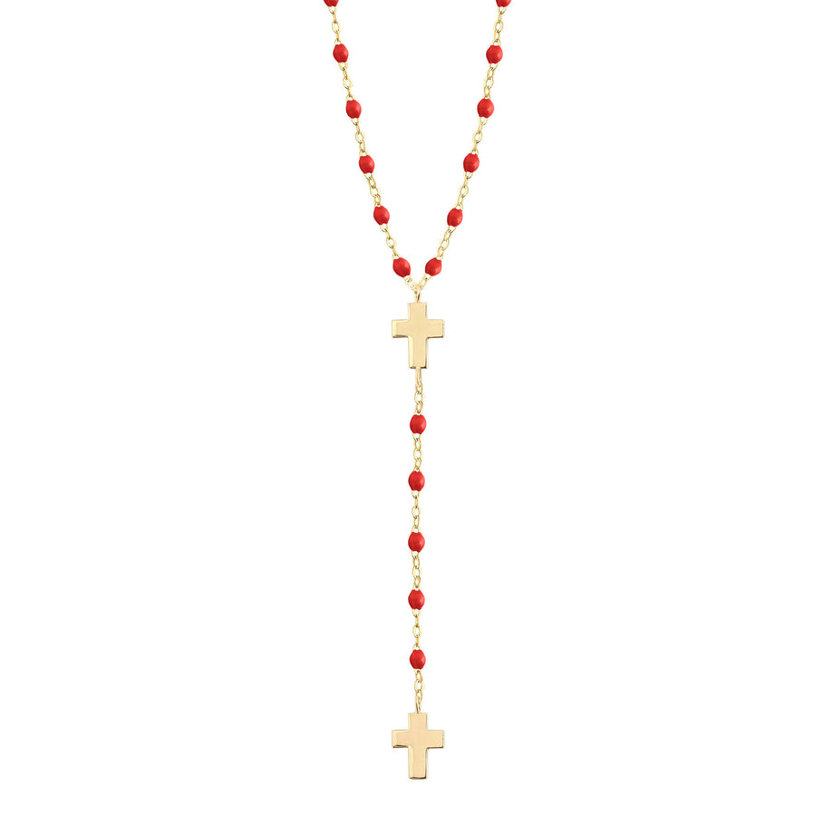 Gigi Clozeau - Cross Charm Classic Gigi Poppy rosary, Yellow Gold, 16.5