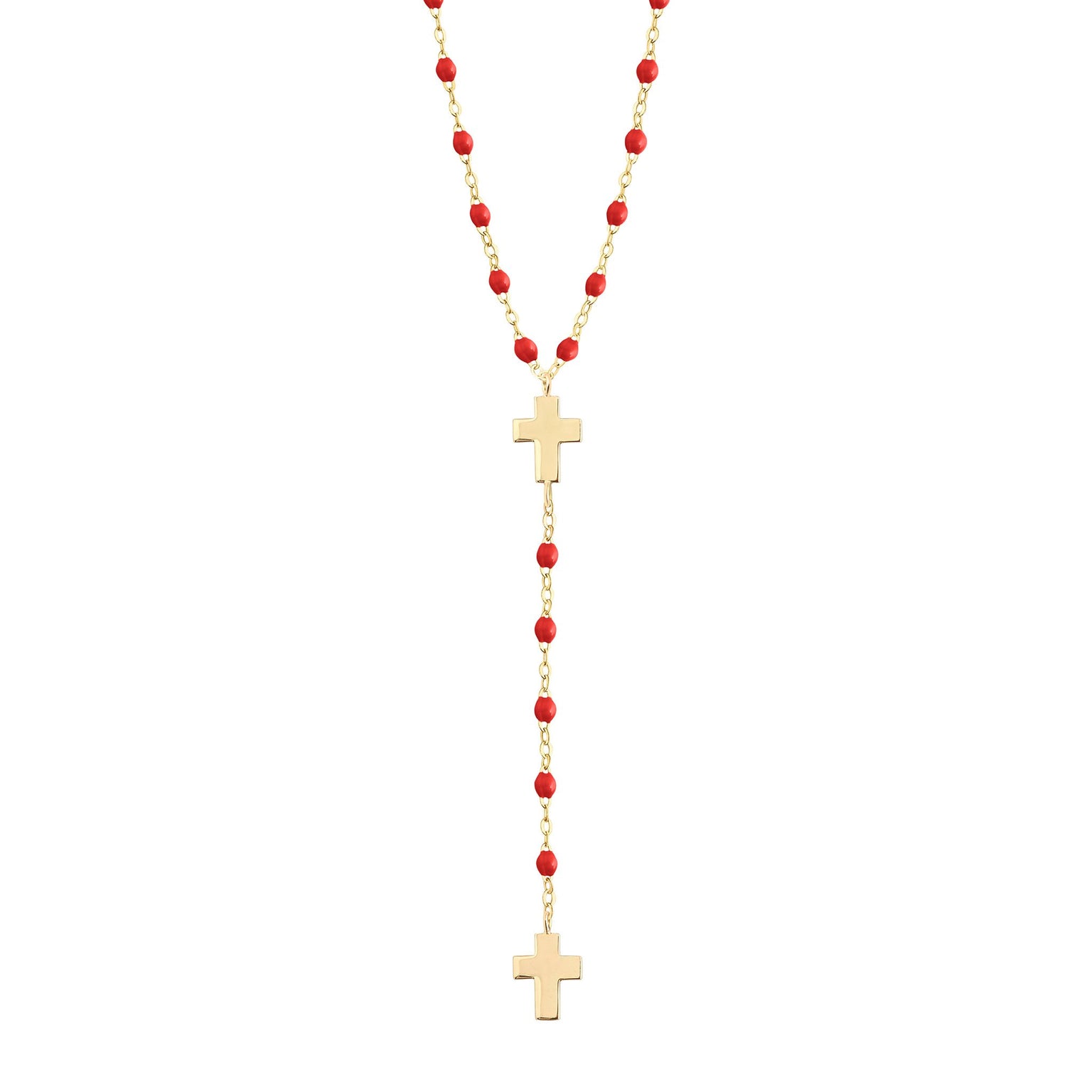 Gigi Clozeau - Cross Charm Classic Gigi Poppy rosary, Yellow Gold, 16.5"