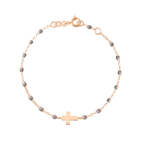 Gigi Clozeau - Cross Charm Classic Gigi Silver bracelet, Rose Gold, 6.7