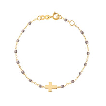 Gigi Clozeau - Cross Charm Classic Gigi Silver bracelet, Yellow Gold, 6.7"