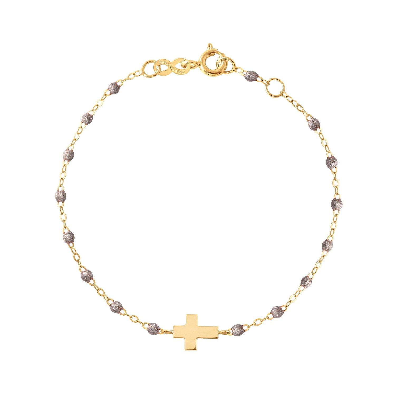 Gigi Clozeau - Cross Charm Classic Gigi Silver bracelet, Yellow Gold, 6.7"