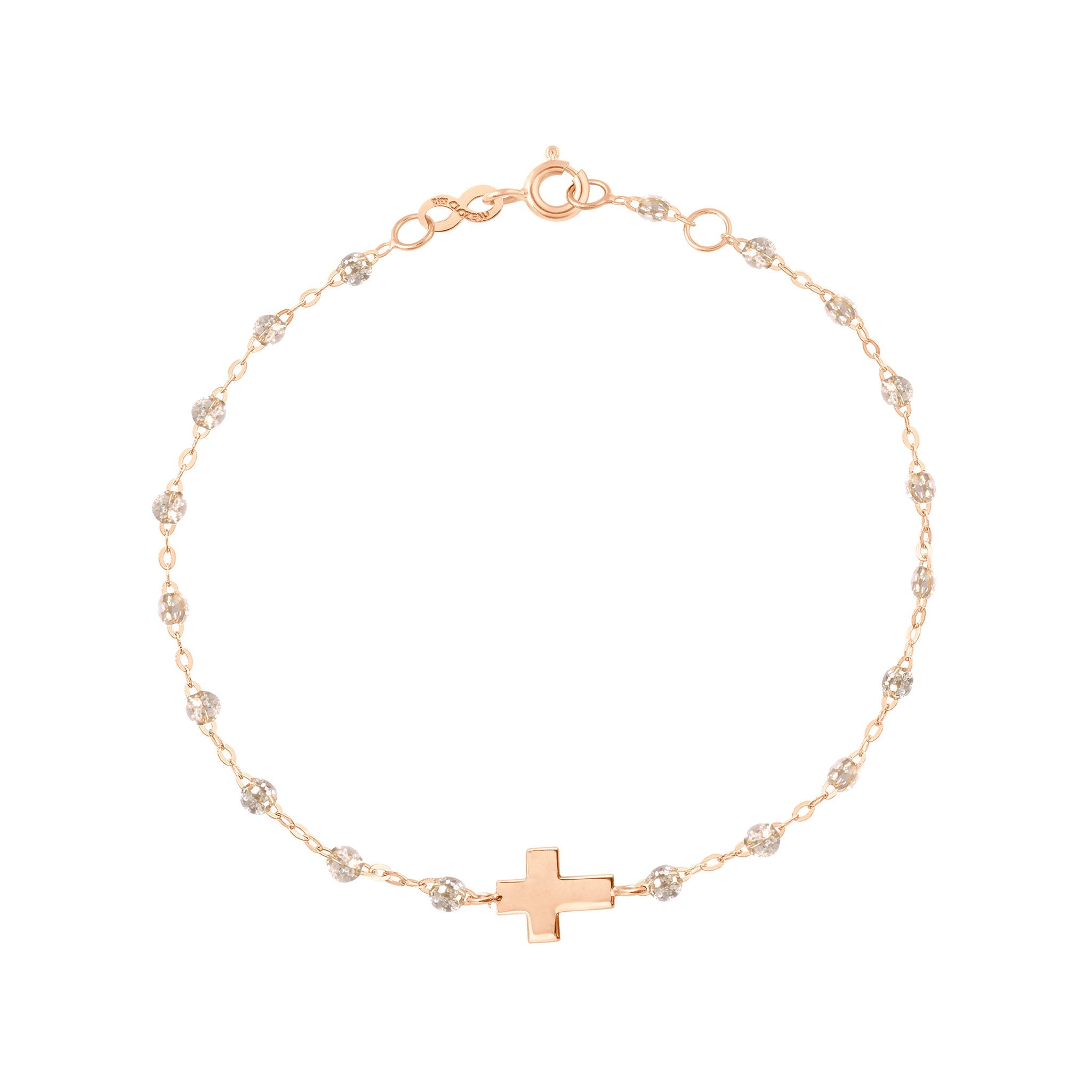 Gigi Clozeau - Cross Charm Classic Gigi Sparkle bracelet, Rose Gold, 6.7"