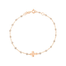 Gigi Clozeau - Cross Charm Classic Gigi Sparkle bracelet, Rose Gold, 6.7"