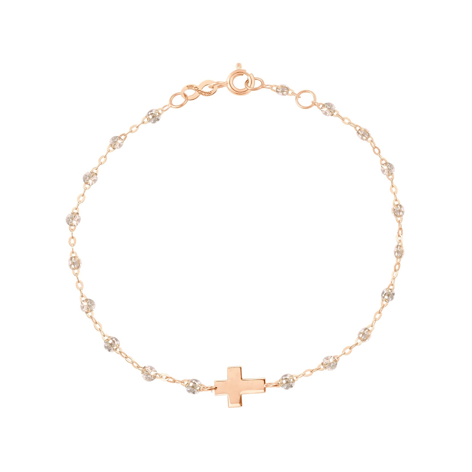 Gigi Clozeau - Cross Charm Classic Gigi Sparkle bracelet, Rose Gold, 6.7"