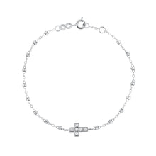 Gigi Clozeau - Cross Charm Classic Gigi Sparkle diamond bracelet, White Gold, 6.7"