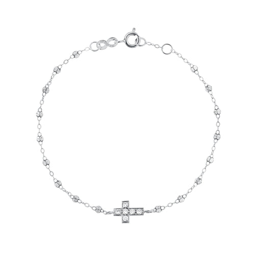 Gigi Clozeau - Cross Charm Classic Gigi Sparkle diamond bracelet, White Gold, 6.7