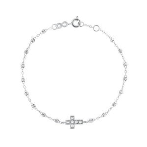 Gigi Clozeau - Cross Charm Classic Gigi Sparkle diamond bracelet, White Gold, 6.7"