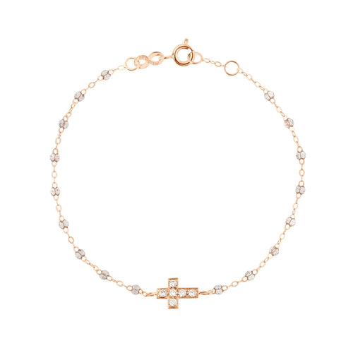 Gigi Clozeau - Cross Charm Classic Gigi Sparkle diamond bracelet, Rose Gold, 6.7